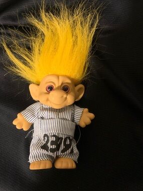 Vintage Troll Doll Prisoner Inmate Striped Jumpsuit